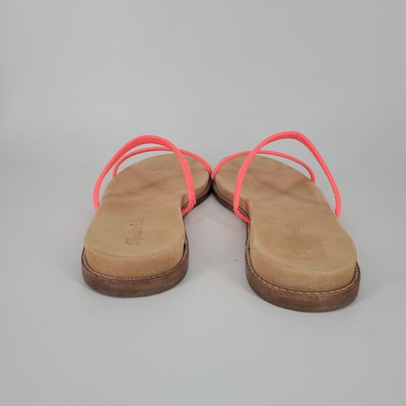 Madewell Neon Pink Double Strap Leather Sandals 10 - Picture 5 of 9